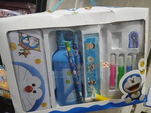 Cartoon-Themed Stationery Set with Metal Pencil Box and Water Bottle