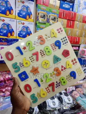 Wooden Montessori-Style Number Puzzle Board