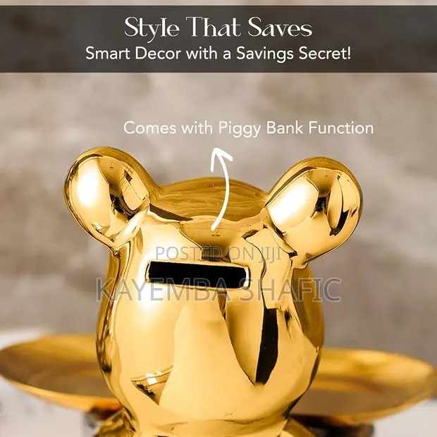 Luxury Gold Ceramic Bear Key Storage Tray - 1