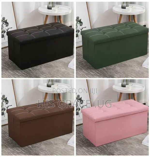 Foldable Leather Storage Ottoman - Brand New - 1