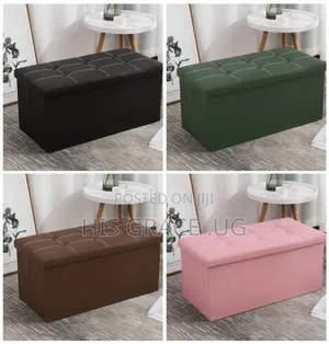 Foldable Leather Storage Ottoman - Brand New