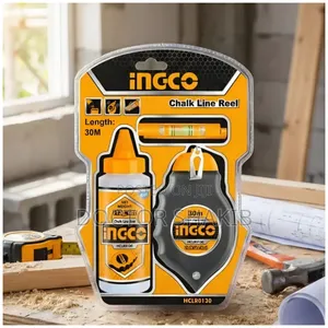 INGCO Chalk Line Reel Set with Blue Chalk & Spirit Level