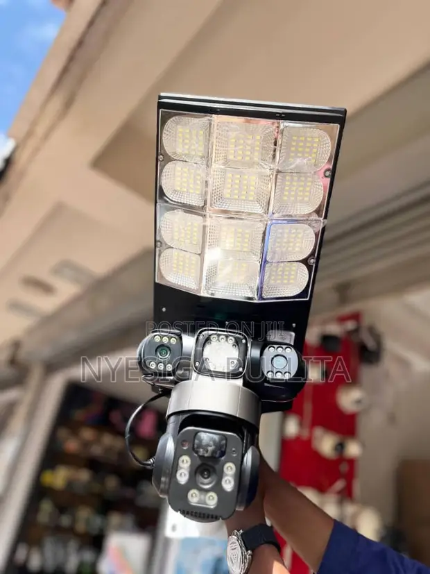 3-Lens Solar Security Camera with Floodlight - 1