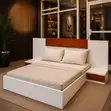 5x6 Wooden Bed with White Side Tables & Drawers - 2