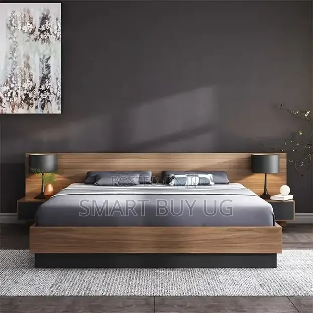 5x6 Wooden Bed with Double Drawers | Solid Wood Frame - 1