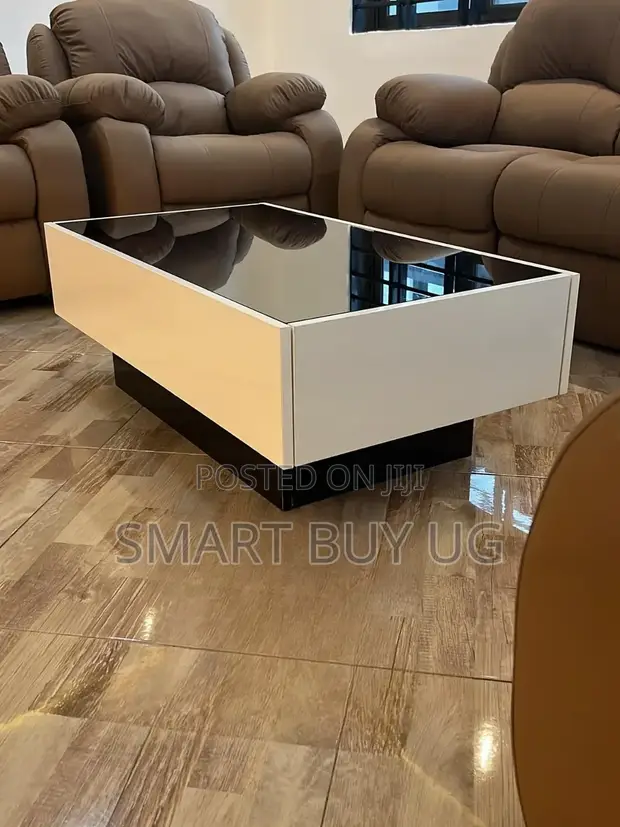 Elegant Modern Glass Top Coffee Table - Wooden Base - 1