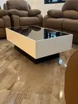 Elegant Modern Glass Top Coffee Table - Wooden Base - 1