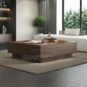 Modern Walnut Brown Center Table with Storage