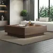 Modern Walnut Brown Center Table with Storage - 2