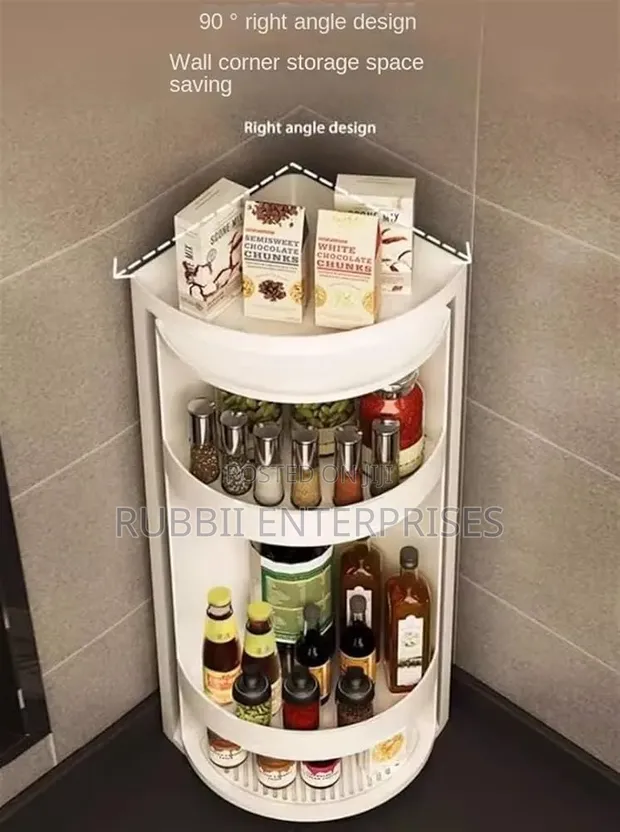 3-Tier White Plastic Countertop Corner Organizer - 1