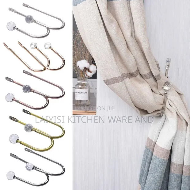 2 PCS Metal Curtain Holdbacks with Crystal Ball - 1