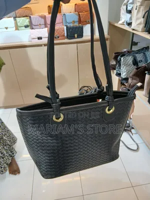 Black Woven Shoulder Bag / Tote Bag