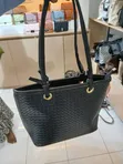 Black Woven Shoulder Bag / Tote Bag - 1