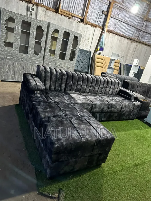 Brand New Dark Grey L-Shaped Sofa - 1