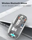 Transparent Wireless Bluetooth Mouse - Rechargeable, Silent Click - 2