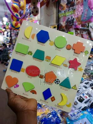 Wooden Geometric Shape Puzzle with Labels
