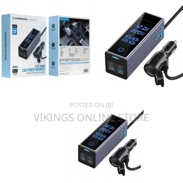 Powerology 300W Car Power Inverter with Retractable Cables - 1