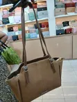 Tote Bag with Textured Finish and Contrast Stitching - 1