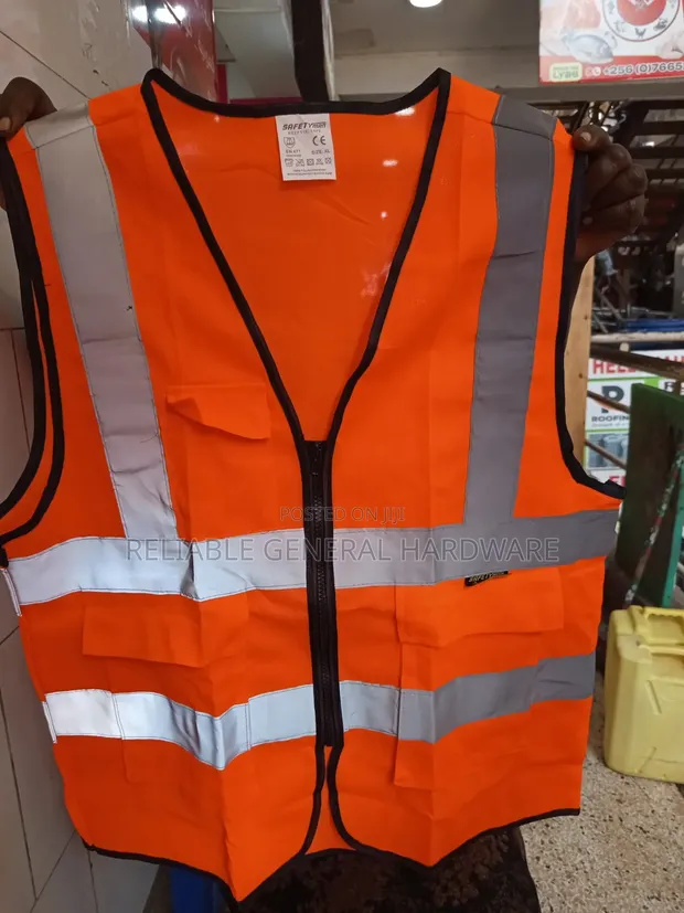 Orange Reflector Vest with Zip and Pockets - 1