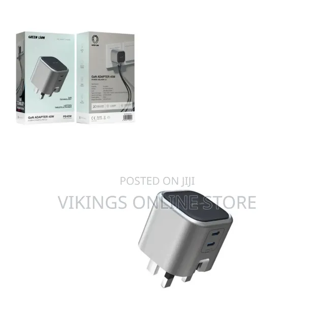 Green Lion GaN Adapter Wall Charger 45W, 2 USB-C PD 3.0 - 1