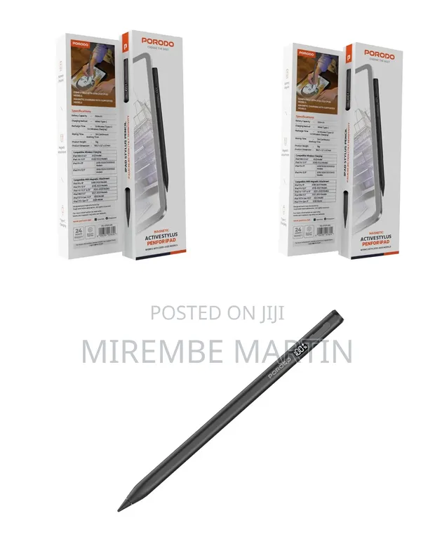 Porodo Magnetic Stylus Pen for Apple iPad (Black) - 1