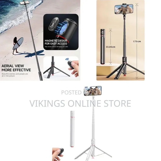 TT01 Extendable Bluetooth Selfie Stick Tripod, 69.6" Automatic - 1