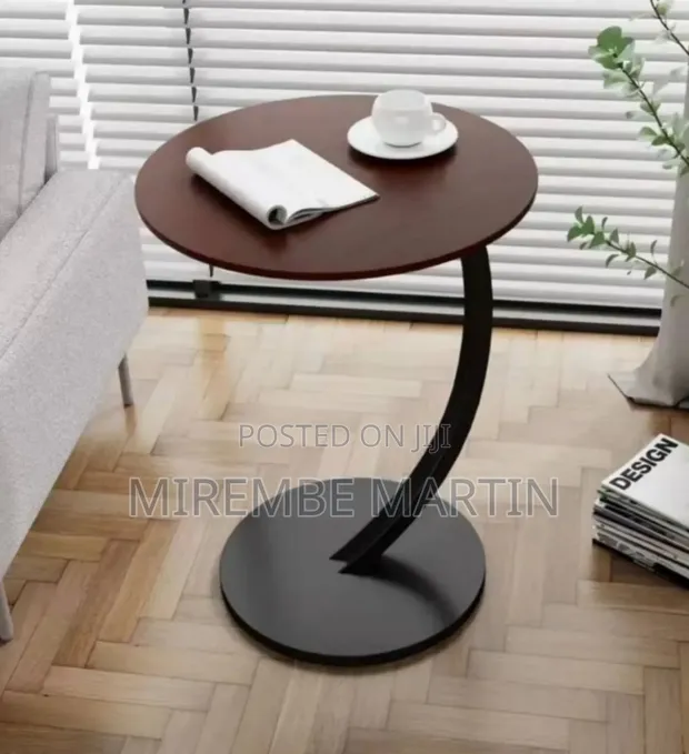 C-Shaped End Table - Metal Frame Nightstand - 1