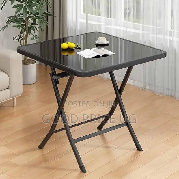 Square Tempered Glass Folding Table - 1