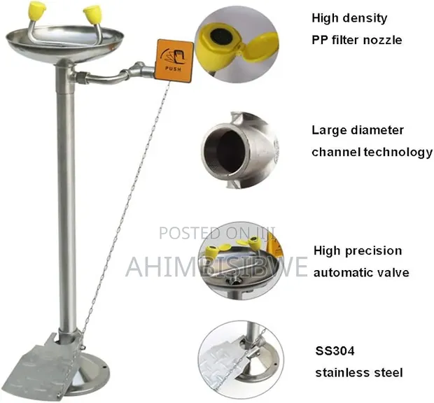 Eye Wash Station with Pedal - Stainless Steel - 1