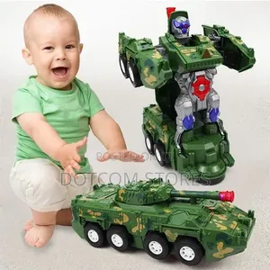 2-in-1 Automatic Transforming Robot Tank Toy with Lights & Music