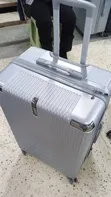 Large Silver Rubber Plastic Suitcase - 2