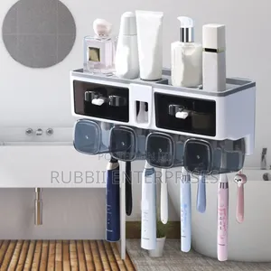 Wall-Mounted Multifunctional Toothbrush Holder & Storage Rack