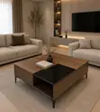 Modern Center Table with Glass and Storage - 2