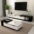 Modern Living Room Set: TV Stand + Coffee Table (White/Black) - 2