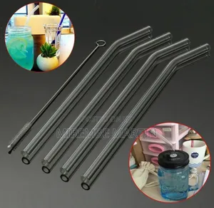 Set of 6 Glass Straws + Washer