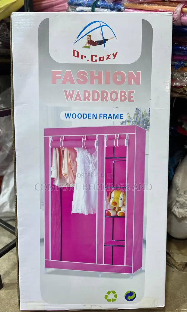 Two Column Wooden Closet - Pink - 1