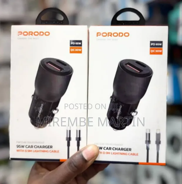 Porodo 95W Car Charger with 0.9m Lightning Cable - 1