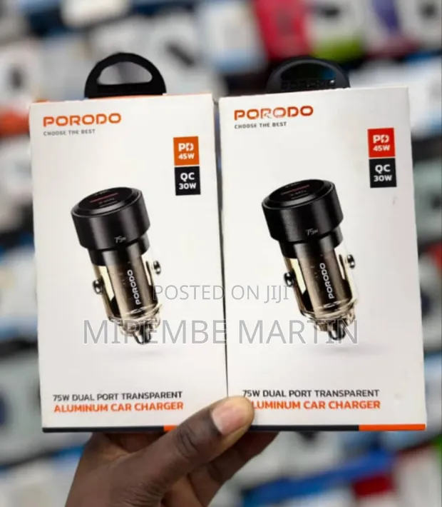 Porodo 75W Dual Port Transparent Aluminum Car Charger - 1