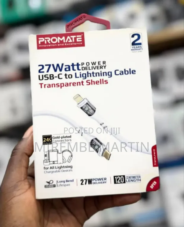 Promate 27W Power Delivery USB-C to Lightning Cable - 1