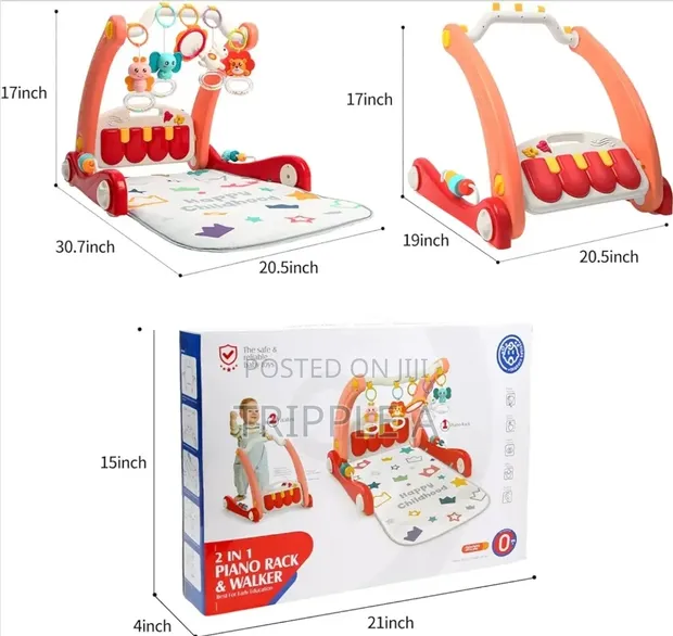 Huanger 2-in-1 Piano Play Mat and Walker - 1