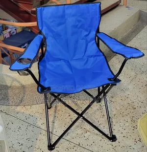 Blue Folding Camping Chair with Cup Holder