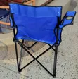 Blue Folding Camping Chair with Cup Holder - 2