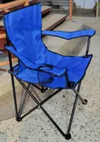 Blue Folding Camping Chair with Cup Holder - 3