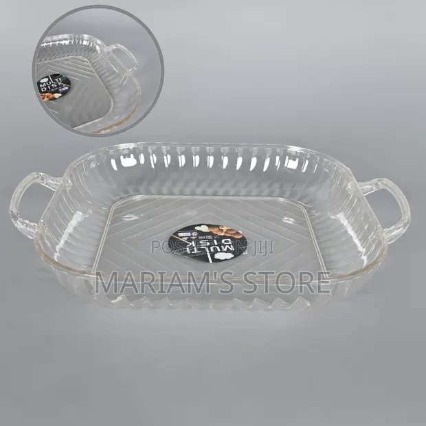 Multi Disk Transparent Brown Plastic Serving Tray with Handles - 1