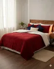4-Piece Coral Duvet Set - Deep Red Corduroy - 2