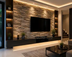 Luxury Stone-Clad TV Wall Design & Installation