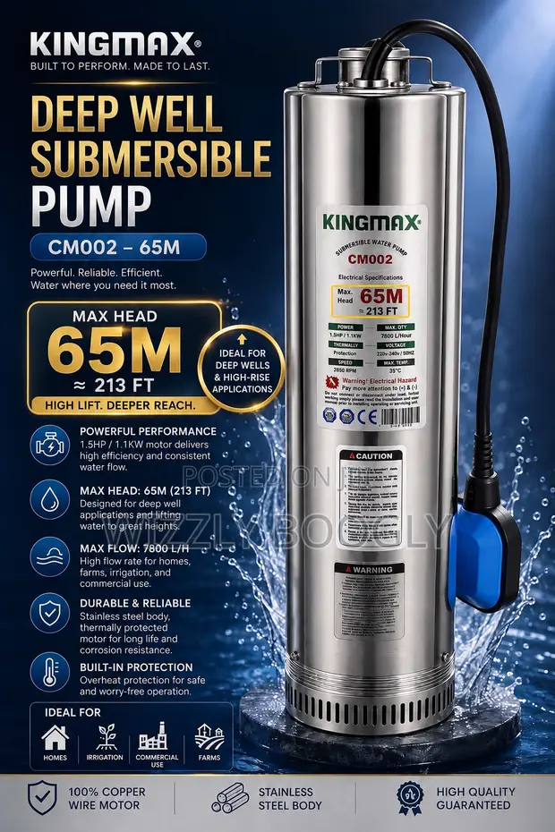 Kingmax CM002 Deep Well Submersible Water Pump (65M Head) - 1