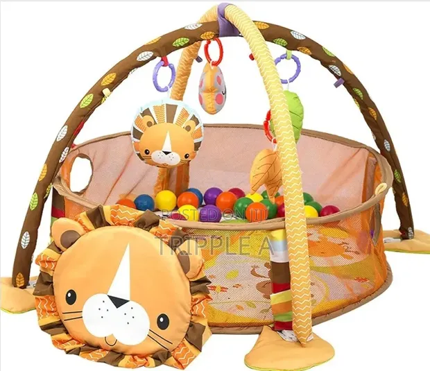 3-in-1 Baby Play Mat & Ball Pit - Lion Design - 1