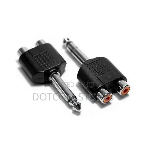 Pack of 2: 6.5mm Mono Male to 2 RCA Female Audio Jack Converter - 1