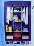Three Column Wooden Frame Closet - Maroon - 1